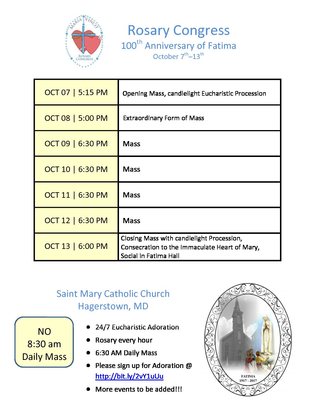 Hagerstown MD Rosary Congress flyer - Diocesan Rosary Congresses